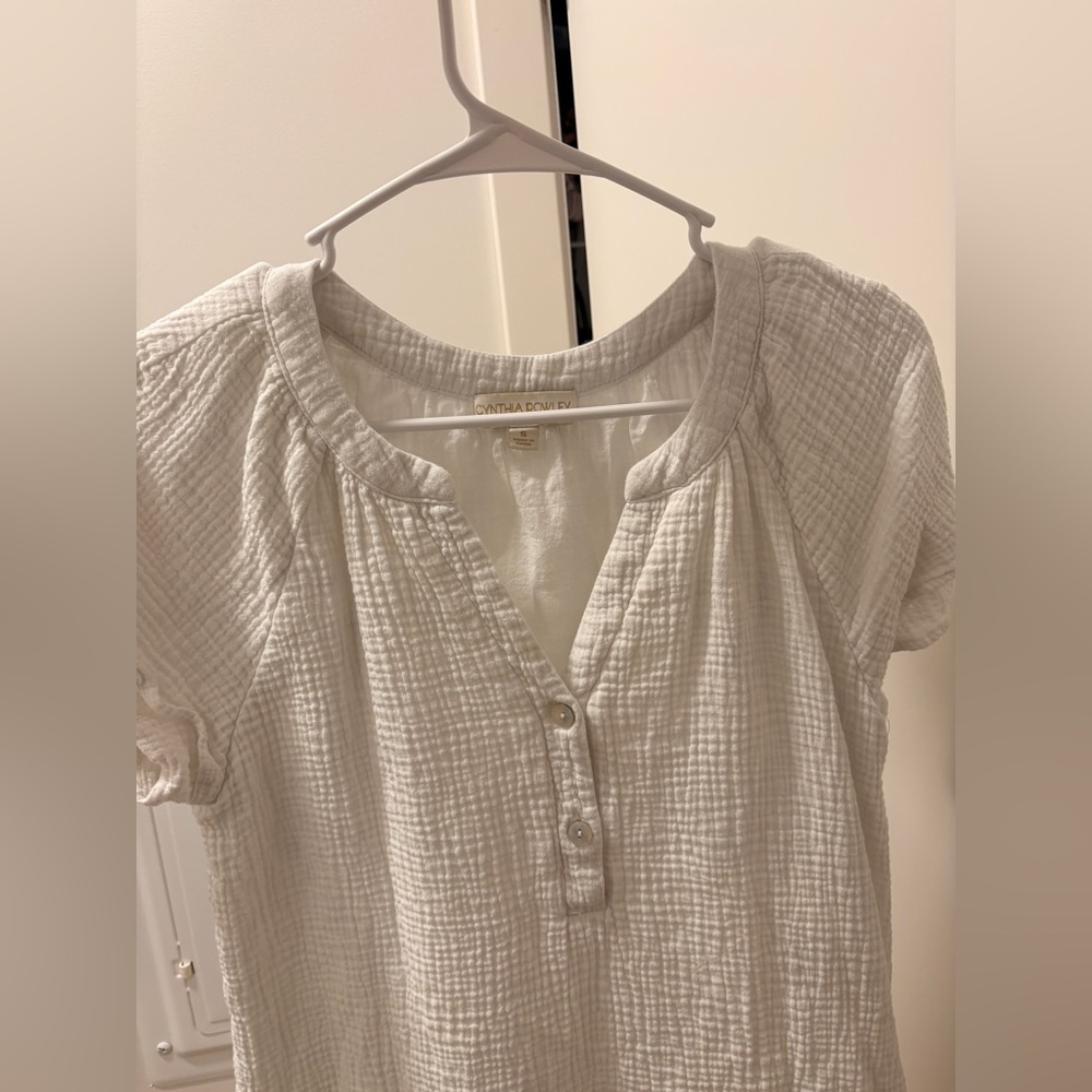 Cynthia Rowley White Gauze Henley dress